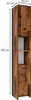 A tall, narrow wooden cabinet with a rustic finish, shown against a white background with measurement annotations. Náhled obrázku produktu