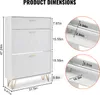 Product dimensions and details of a white shoe cabinet with gold legs and handles. Náhľad obrázku produktu
