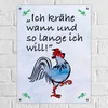 Metallschild XL in 21x28 cm in blau mit Hahn und Spruch: Produktbild-Vorschau 2
