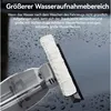 A close-up of a window cleaning device with a microfiber pad on a wet window. Produktbild-Vorschau
