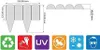Diagrams and icons illustrating product features and dimensions. Produktbild-Vorschau