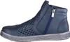 A side view of a blue women's bootie with perforated detailing and a zipper. Produktbild-Vorschau