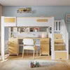 Letto a soppalco 90x200 cm in legno con scrivania, Anteprima dell’immagine prodotto 1