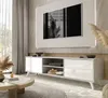 TV skrinka SORO 180 cm vysoký lesk: betón / biely vysoký Náhľad obrázku produktu 1