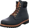 A single black leather boot with brown laces and sole details is shown against a white background. Anteprima dell’immagine prodotto