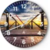 Wanduhr - Rund - Glasuhr - Strand Ozean Sand Holzbrücke Produktbild-Vorschau 1