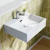 HOROW Hänge Waschbecken Keramik Aufsatzwaschbecken Weiß Produktbild-Vorschau 1