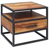 A product shot of a nightstand with a wooden top and drawer, set against a white background. Podgląd zdjęcia produktu