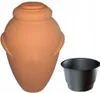 A terracotta amphora water butt and a black plastic insert are shown against a white background. Voir les images du produit