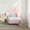 vidaXL Kinderbedframe met hoofdeinde, roze, 70 x 140 cm, PU Productafbeelding-voorbeeld 3