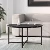 Wohnzimmertisch rund 80 cm mit Marmoreffektplatte Granato - Produktbild-Vorschau 2