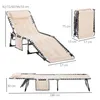 Diagrams showing the dimensions of a folded and unfolded lounge chair. Produktbild-Vorschau