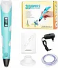 A collection of items for a 3D printing pen, including the pen itself, its packaging, a power adapter, a stand, and filament. Náhľad obrázku produktu