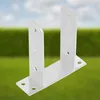 A metal U-shaped post bracket is shown against a blurred background of green grass and a blue sky. Anteprima dell’immagine prodotto