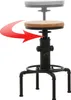 A bar stool with an adjustable height and a rotating seat, shown with a red arrow indicating adjustment. Produktbild-Vorschau