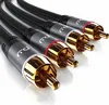 Close-up view of multiple RCA audio cables with gold-plated connectors, arranged diagonally. Anteprima dell’immagine prodotto