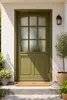 Porte d'entree Bois vitree, Andore Vert RAL 7002, H215 x Voir les images du produit 2