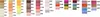 A collage of color swatches with numerical and alphanumeric labels. Voir les images du produit