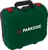 A closed green tool case with the brand name 'PARKSIDE' printed on it. Produktbild-Vorschau
