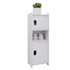 A white bathroom cabinet with a plant on top. Produktbild-Vorschau