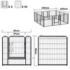Diagrams showing the dimensions and components of a pet playpen. Náhled obrázku produktu