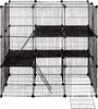 A black metal wire cage for pets, with multiple levels and ramps. Podgląd zdjęcia produktu