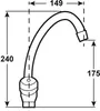 A technical drawing of a faucet with dimensions indicated. Produktbild-Vorschau
