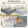 Collage showing a dog on a sofa and a bed with blankets. Náhled obrázku produktu