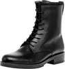 A black leather lace-up boot is shown against a white background. Produktbild-Vorschau