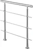 A stainless steel handrail with three horizontal bars, mounted on two vertical posts. Produktbild-Vorschau
