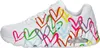 A single white sneaker with colorful heart graffiti. Voir les images du produit