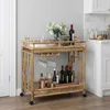 vidaXL Weintrolley mit Rädern Natur 85 x 50 x 93 cm Bambus Produktbild-Vorschau 2
