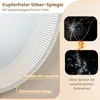 A marketing image showing features of a mirror, including its LED lights and shatterproof design. Anteprima dell’immagine prodotto