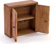 An open wooden cabinet with two shelves and a red design on the left door. Náhľad obrázku produktu
