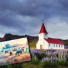Pferde auf Koppel bei Sonnenaufgang Metallschild XL in Produktbild-Vorschau 5