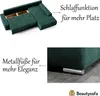 A sectional sofa with features highlighted by text overlays. Produktbild-Vorschau