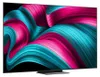 A large television displaying a colorful abstract wallpaper. Produktbild-Vorschau