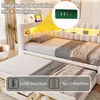 Cama tapizada Merax, sofá cama de 90x190 cm con iluminación Vista previa de la imagen del producto 3