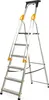A silver step ladder with yellow accents against a white background. Náhled obrázku produktu