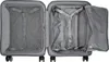 An open suitcase showing its interior compartments and straps. Produktbild-Vorschau