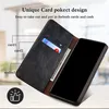 A close-up of a black leather phone case with card slots and cash, showing its design. Produktbild-Vorschau