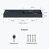 A diagram showing the dimensions of a sink and its accessories. Produktbild-Vorschau