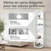 K-Möbel Vitrine en verre debout en blanc (176x37x33cm) avec Voir les images du produit 5