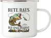 Rute Raus Der Spaß Beginnt Emaille Tasse Angler Angeln Produktbild-Vorschau 1