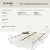 Product information and dimensions for a tectake metal bed frame. Náhled obrázku produktu