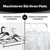Comparison of traditional bulky hangers versus space-saving hangers. Produktbild-Vorschau