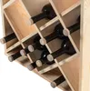 A close-up view of a wooden wine rack filled with dark wine bottles. Voir les images du produit