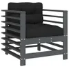 7-tlg. Garten-Lounge-Set mit Kissen Grau Massivholz Produktbild-Vorschau 5