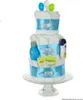 Dreistöckige Windeltorte Basic blau zur Geburt & Produktbild-Vorschau 1