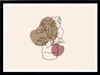 A minimalist line drawing of a potted monstera plant with abstract shapes in brown and pink. Náhled obrázku produktu